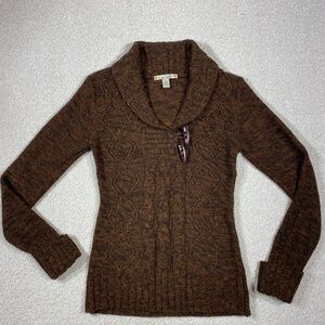 Brown Cable Knit Sweater size lg. On tight side